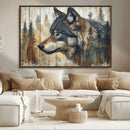 Rustic Wolf Wall Art Canvas Print – Vintage Woodland