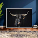 Majestic Longhorn Bull Wall Art Canvas Print – Dark by MyGreatCanvas | Canvas Wall Art Prints | Photo Prints & Wall Decor