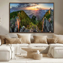 Mountain Sunset Panoramic Wall Art Canvas Print – Framed