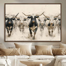 Texas Longhorn Wall Art – Framed Cattle Walking Canvas by MyGreatCanvas | Canvas Wall Art Prints | Photo Prints & Wall Decor