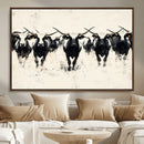 Texas Longhorn Wall Art – Framed Black White Cattle Canvas by MyGreatCanvas | Canvas Wall Art Prints | Photo Prints & Wall Decor