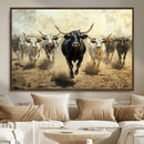 Texas Longhorn Wall Art – Framed Charging Cattle Canvas by MyGreatCanvas | Canvas Wall Art Prints | Photo Prints & Wall Decor