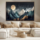 Moonlit Mountain Wall Art Canvas Print – Silhouetted Pines