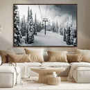 Snowy Pines Wall Art Canvas Print – Framed Ski Lift Winter