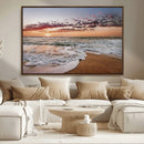 Ocean Sunset Wall Art Canvas Print – Framed Sandy Shore