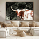 Texas Longhorn Wall Art Canvas Print – Framed Spotted Bull by MyGreatCanvas | Canvas Wall Art Prints | Photo Prints & Wall Decor