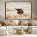 Texas Longhorn Wall Art Canvas Print – Framed Brown Horned