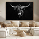 Texas Longhorn Wall Art Canvas Print – Framed Monochrome by MyGreatCanvas | Canvas Wall Art Prints | Photo Prints & Wall Decor
