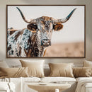Texas Longhorn Wall Art – Framed Speckled Cow Canvas by MyGreatCanvas | Canvas Wall Art Prints | Photo Prints & Wall Decor