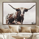 Texas Longhorn Wall Art Canvas Print – Framed Spotted Bull by MyGreatCanvas | Canvas Wall Art Prints | Photo Prints & Wall Decor