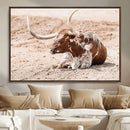 Texas Longhorn Wall Art Canvas Print – Framed Resting Bull by MyGreatCanvas | Canvas Wall Art Prints | Photo Prints & Wall Decor