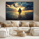 Jesus Walks Wall Art Canvas Print Framed Divine Sunset Art