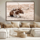 Texas Longhorn Wall Art Canvas Print – Framed Resting Bull by MyGreatCanvas | Canvas Wall Art Prints | Photo Prints & Wall Decor