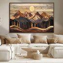 Wood Mountain Wall Art Canvas Print – Framed Boho Abstract