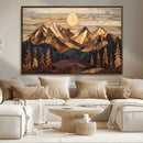 Wood Mountain Landscape Wall Art Canvas Print – Framed