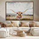 Texas Longhorn Wall Art Canvas Print – Framed Western Cow