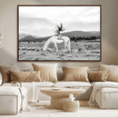 White Horse Wall Art Canvas Print – Framed Woman Rider