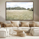 Charming Daisy Field Wall Art Canvas Print – Framed Pastel