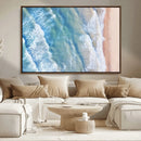 Aerial Ocean View Wall Art Canvas Print – Framed Soft Blue