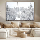 Snowy Ski Lift Wall Art – Framed Winter Mountain Canvas by MyGreatCanvas | Canvas Wall Art Prints | Photo Prints & Wall Decor