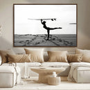 Yoga Surf Wall Art Canvas Print – Framed Black White Shore by MyGreatCanvas | Canvas Wall Art Prints | Photo Prints & Wall Decor
