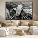 Black and White Surfing Wall Art Canvas Print – Framed by MyGreatCanvas | Canvas Wall Art Prints | Photo Prints & Wall Decor
