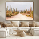 Desert Cactus Lined Road Wall Art Canvas Print – Framed by MyGreatCanvas | Canvas Wall Art Prints | Photo Prints & Wall Decor