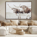 Longhorn Wall Art Canvas Print – Framed Western Cow Rustic
