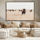 Bison Herd Wall Art Canvas Print – Framed Western Prairie