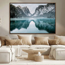 Mountain Lake Wall Art Canvas Print – Framed Toblacher See