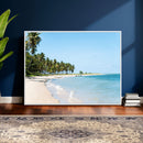 Palm Tree Coast Wall Art Canvas Print – Framed Island Getaway with Crystal Blue Water Scenic Artwork for Home, Office by MyGreatCanvas | Canvas Wall Art Prints | Photo Prints & Wall Decor