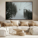 Ski Lift Wall Art Canvas Print – Snowy Pines Misty Landscape