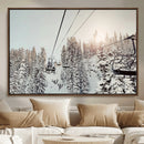Frosty Pines Wall Art Canvas Print – Framed Cozy Cabin Ski