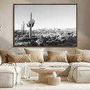 Saguaro Cactus Wall Art Canvas Print – Framed Monochrome
