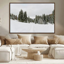 Frosty Pines Wall Art Canvas Print – Framed Silent Snowfall