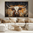 Abstract Longhorn Bull Wall Art Canvas Print – Vintage by MyGreatCanvas | Canvas Wall Art Prints | Photo Prints & Wall Decor
