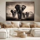 Elephant Family Wall Art Canvas Print, Framed Elephant Wall