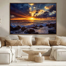 Sunset Ocean Wall Art Canvas Print – Waves Rocky Shore by MyGreatCanvas | Canvas Wall Art Prints | Photo Prints & Wall Decor