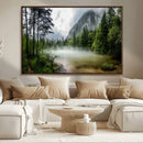 Misty Lake Forest Green Trees Calm Water Reflection Mountain by MyGreatCanvas | Canvas Wall Art Prints | Photo Prints & Wall Decor