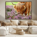 Highland Cow Wall Art Canvas Print – Framed Purple Flowers by MyGreatCanvas | Canvas Wall Art Prints | Photo Prints & Wall Decor