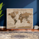 Personalized Push Pin World Map Canvas Print – Custom Framed