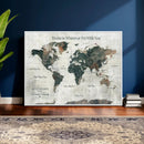 Personalized Push Pin World Map Canvas Print – Custom Framed