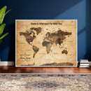Vintage World Map Canvas Wall Art Print, Personalized