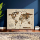 Large Custom World Map Canvas – Custom Framed Push Pin
