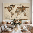Large Custom World Map Canvas – Custom Framed Push Pin