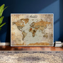 Customized Push Pin World Map Wall Art Canvas Print with