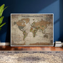 Personalized World Map Wall Art Canvas Print – Custom Push