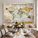 Personalized World Map Wall Art Canvas Print – Custom Push
