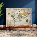 Personalized World Map Wall Art Canvas Print – Custom Push