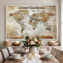 Personalized World Map Wall Art Canvas Print – Custom Push
